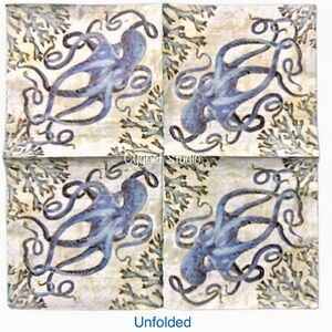 BI Two (2) INDIVIDUAL Playa Octopus Cocktail Decoupage DIY Paper Napkins